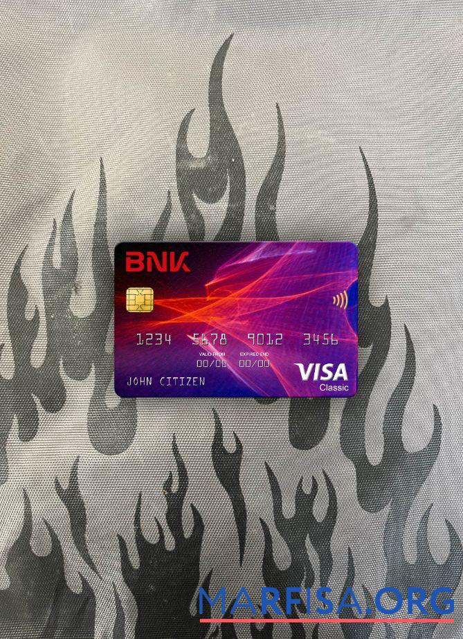 Blank South Korea BNK bank visa classic card photolook front template